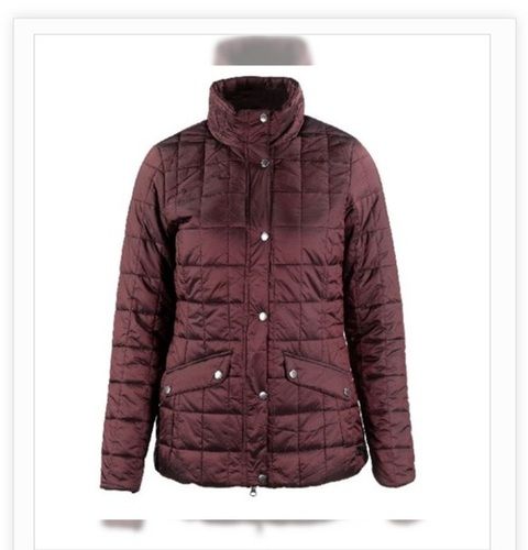 Brown Color Plain Pattern Quilted Jacket