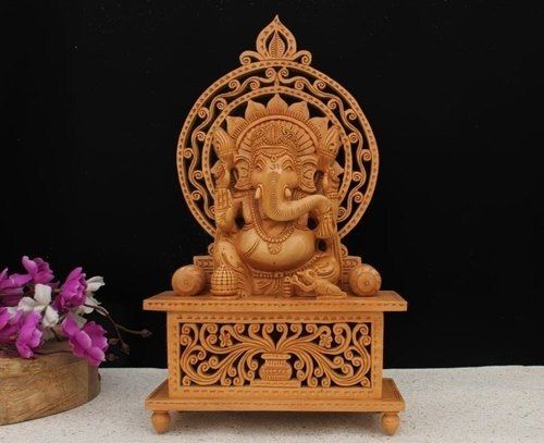 Easy To Clean Handmade Ganesha Statue Kadam Wood Undercut