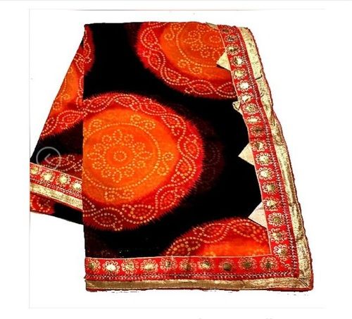 Light Weight Womens Georgette Rajasthani Bandhani Fancy Border Saree