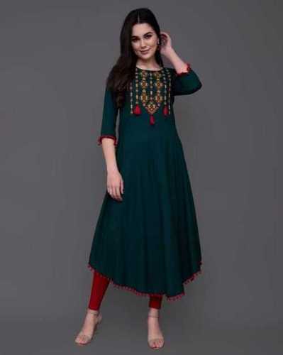 Any 3/4Th Sleeve Ladies Designer Kurta