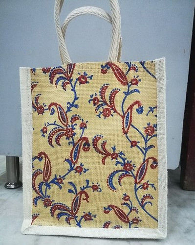 Multicolor Easy To Carry Printed Jute Bag