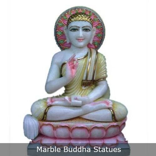 Durable Glossy Finished Multicolour Gautam Buddha Marble Statue