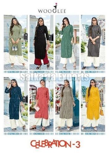 Indian Multi Colored Palazzo Kurta Set For Ladies 