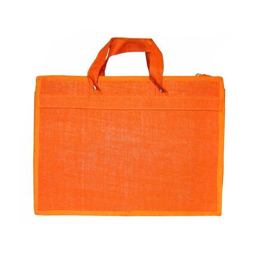 Multicolor Orange Webbed Handle Jute Laptop Bag