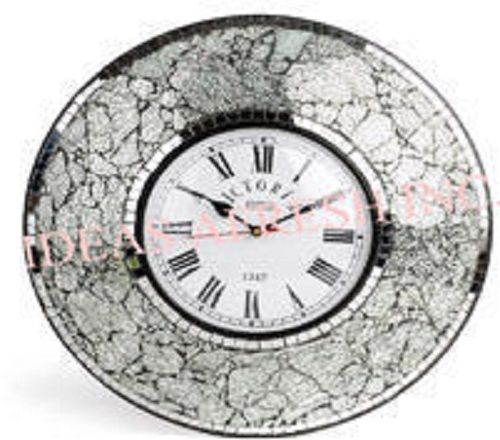 Various Colors Are Available Round Shape Wall Clocks In Glass Mosaic Work