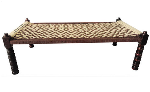 Traditional Rajasthani Wooden Charpai - Color: Brown