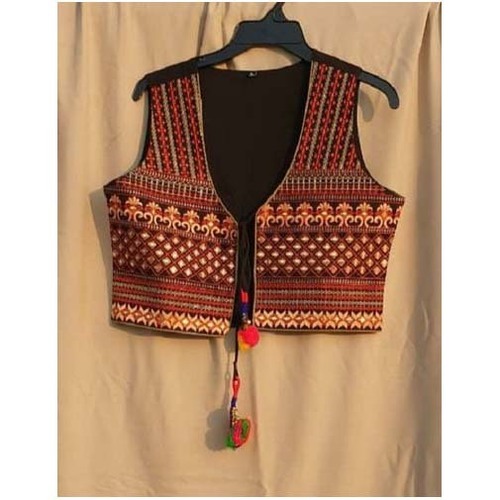 Womens Casual Embroidered Sleeveless Cotton Jacket