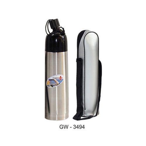 Black And Silver Stainless Steel Water Sipper Bottle