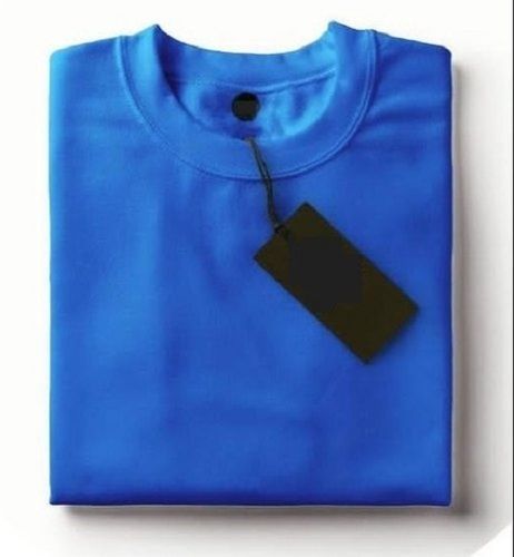 Blue Color Round Neck Plain T Shirt