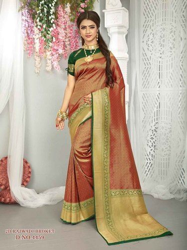 fancy saree with 2d rajwadi broket rich pallu parampara 4459 531