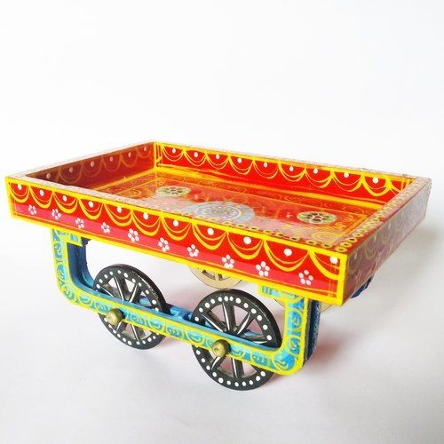 Hand Painted Wooden Cart Thela For Decoration