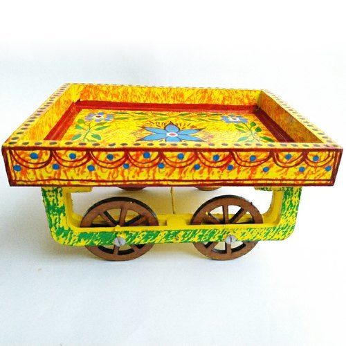 Multi Color Handcrafted Wooden Hand Painted Cart