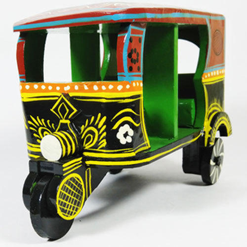 Multi Color Handpainted Wooden Indian Auto