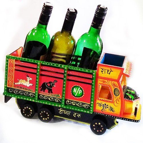 Multi Color Wooden Hand Painted Big Truck For Decoration