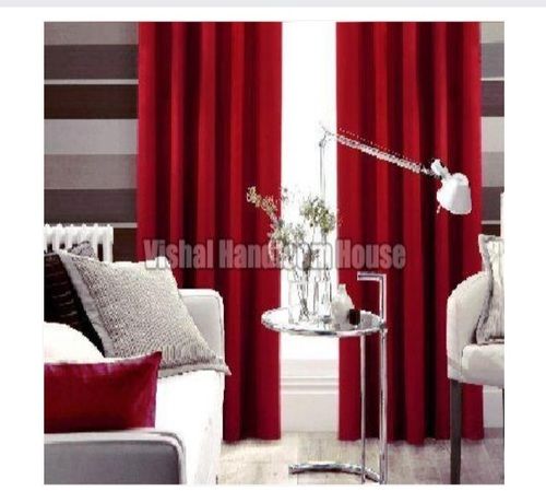 Waterproof Red Color Cotton Plain Curtain