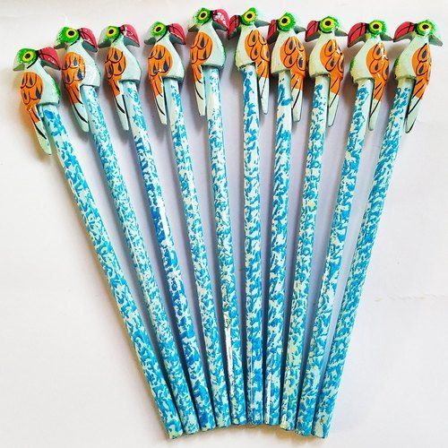 Various Colors Are Available Wooden Hand Painted Pencils For Decoration Purpose