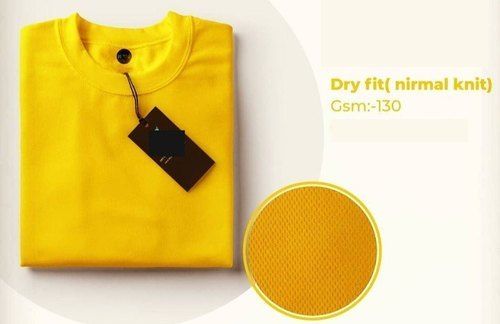 All Yellow Color Nirmal Dri Fit Plain T Shirt