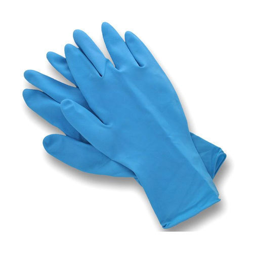 Washable Blue Rubber Safety Hand Gloves