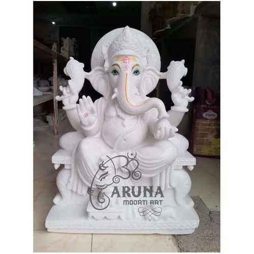 Easy To Clean Handmade Matte Pure White Marble Lord Ganesha Statue at ...