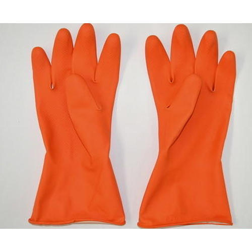 Orange Industrial Rubber Safety Hand Gloves