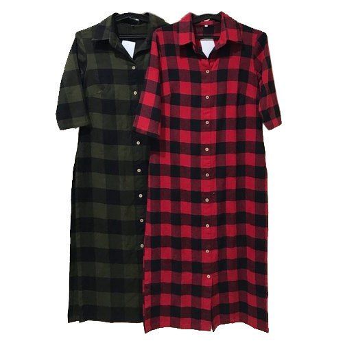 Ladies Half Sleeve Checked Kurti