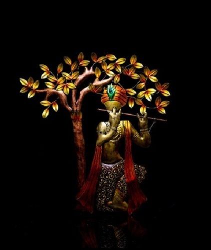Metal Decorative Iron Krishna Tree With Led