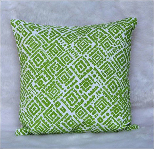 100% Cotton Square Green Geomatric Print Canvas Cushion Covers