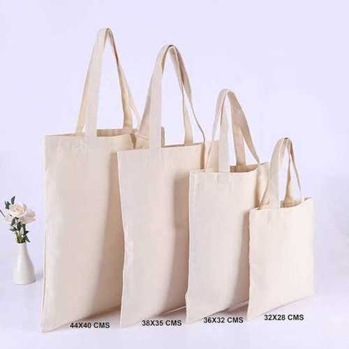 Flexible Handle White Cotton Zipper Top Bag