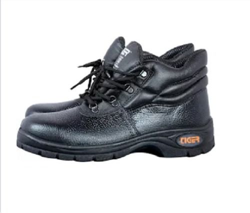 Black High Ankle Tiger Leather Safety Shoes at Best Price in ...