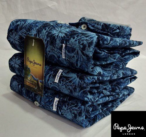 Multi Color Blue Printed Mens Casual Shirts