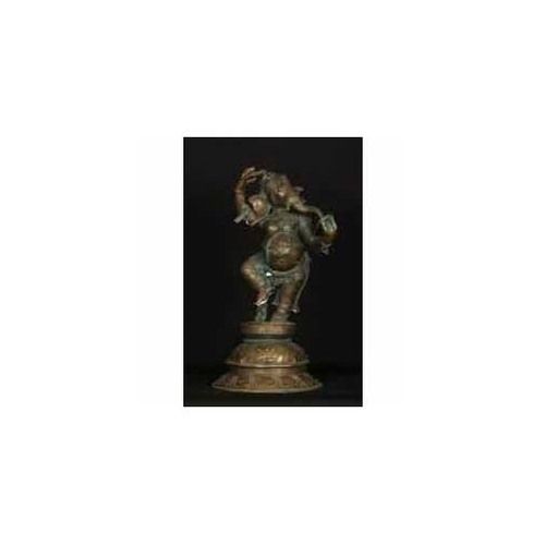 Easy To Clean Dark Brown Lord Ganesha Dancing Bronze Statue