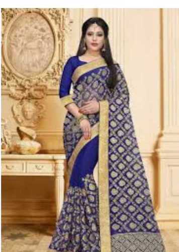 Cotton Silk Ladies Heavy Embroidery Designer Party Wear Saree