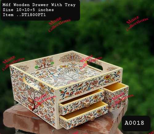 Meena (Laminate) Printed Design Mdf Wooden Drawer Tray