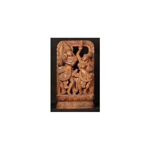 Wood Carved Dancing Radha Krishna Statue