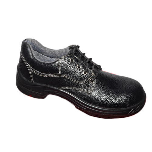 Black Anti Skid Lace Closure Leather Safety Shoes