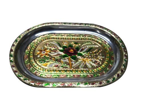 Stainless Steel Meenakari Serving Tray