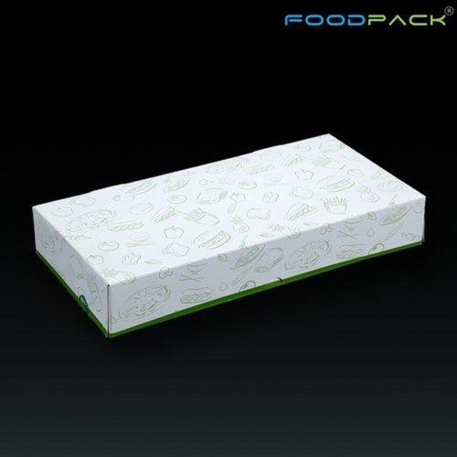 White Printed Rectangular Restaurant Chlorine Free Paper Food Boxes