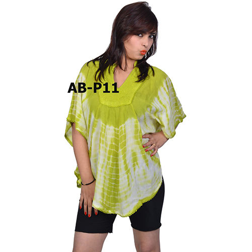 Green Rayon Tie Dye Poncho