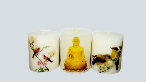 Tra Stye Printed Pillar Candle Set Of 3 Burning Time: 10-80 Minutes