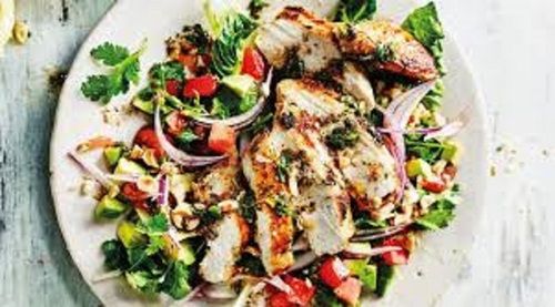 Chicken Salad, Rich In Protein (Red, Brown, Creamy Color)