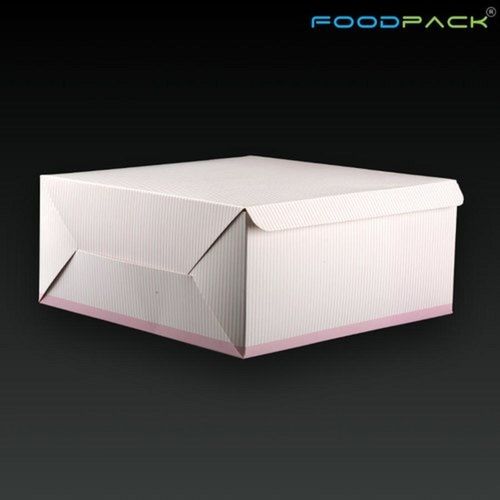 White Printed Three Fold 8 Inch Cake Packing Paper Boxes