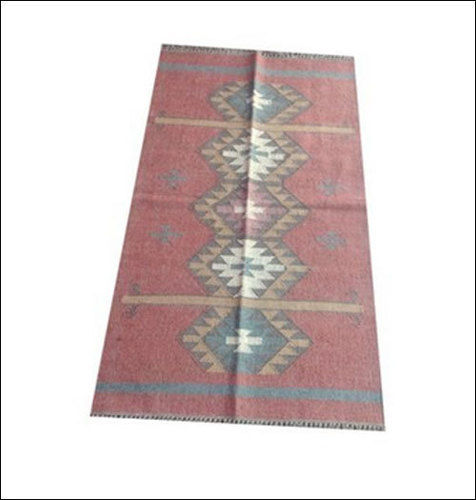 Multicolor Red Wool Jute Kilim Rug