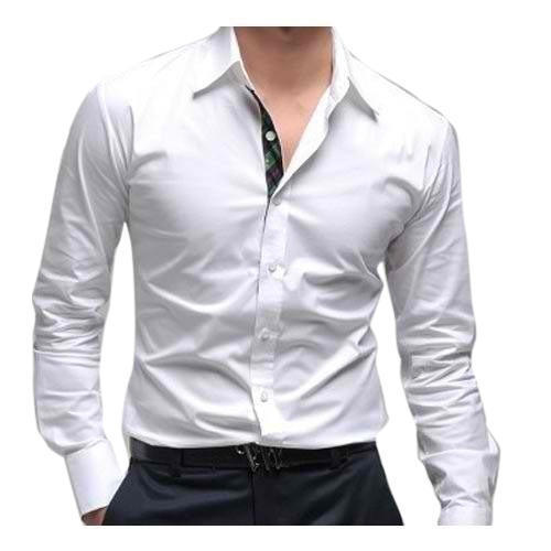 Mens White Formal Long Sleeve Plain Shirt (Size L, M, S)