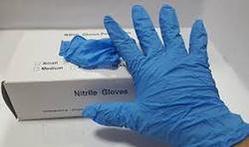 Nitrile Disposable Gloves - PVC Material, Full Finger, Blue and White Color | Skin Friendly, Smooth Finish, Lightweight, Unisex Design