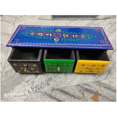 Rectangular Handmade Multicolour Wooden Jewellery Box