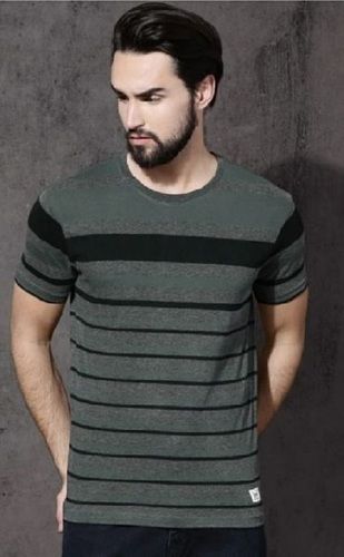 Regular Fit Half Sleeve Cotton Striped T Shirt For Mens (Size L, M, S, Xl)