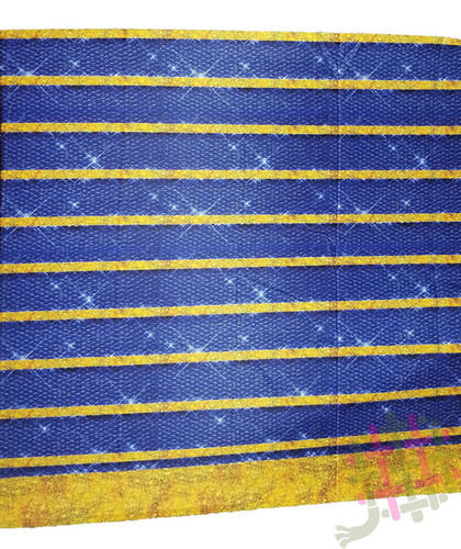 Golden-Blue Strips Digital Print Fancy Khadi Rayon Fabric Material For Womena  S Clothing (2.5 Meter Cut, 58" Width, 5 Color Option)
