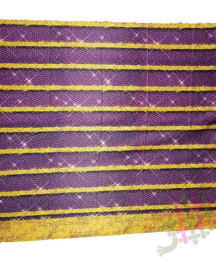 Golden-Purple Strips Digital Print Fancy Khadi Rayon Fabric Material for Womena  s Clothing (2.5 Meter Cut, 58" Width, 5 Color Option)