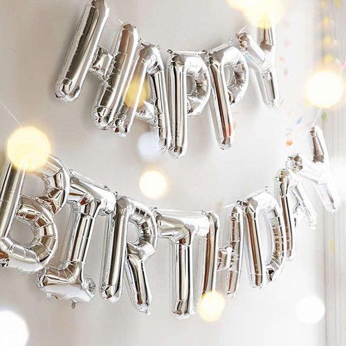 Hippity Hop Silver Happy Birthday Foil Set Pack of 1 Set of 13 Letter