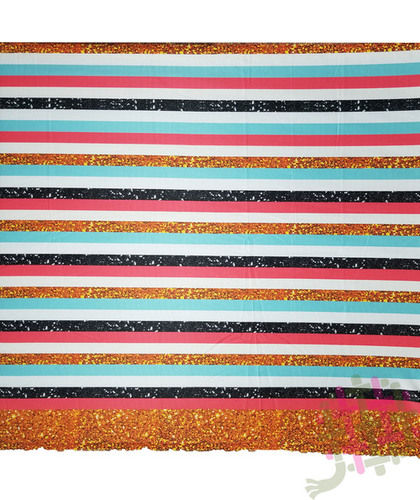 Multicolored Strips Fancy Design Khadi Rayon Digital Print Fabric Material for Womena  s Clothing (2.5 Meter Cut, 58" width, 4 Color Option)